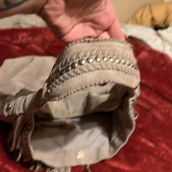 Gorgeous Sandra Robert’s stone colored suede fringe hobo bag. - Picture 5 of 6